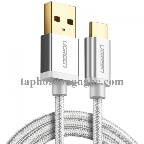 Ugreen 20811 0.5M màu Trắng Dây USB 2.0 sang Type-C đầu nhôm dây bọc vinyl US174 30020811